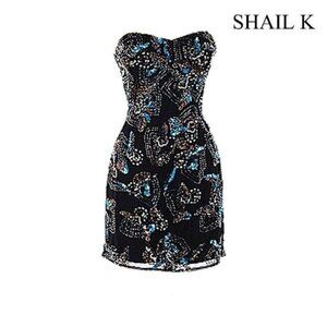 Shail K Women's Strapless Sequin Short Cocktail Dress  Hand‎ Beaded Prom gown